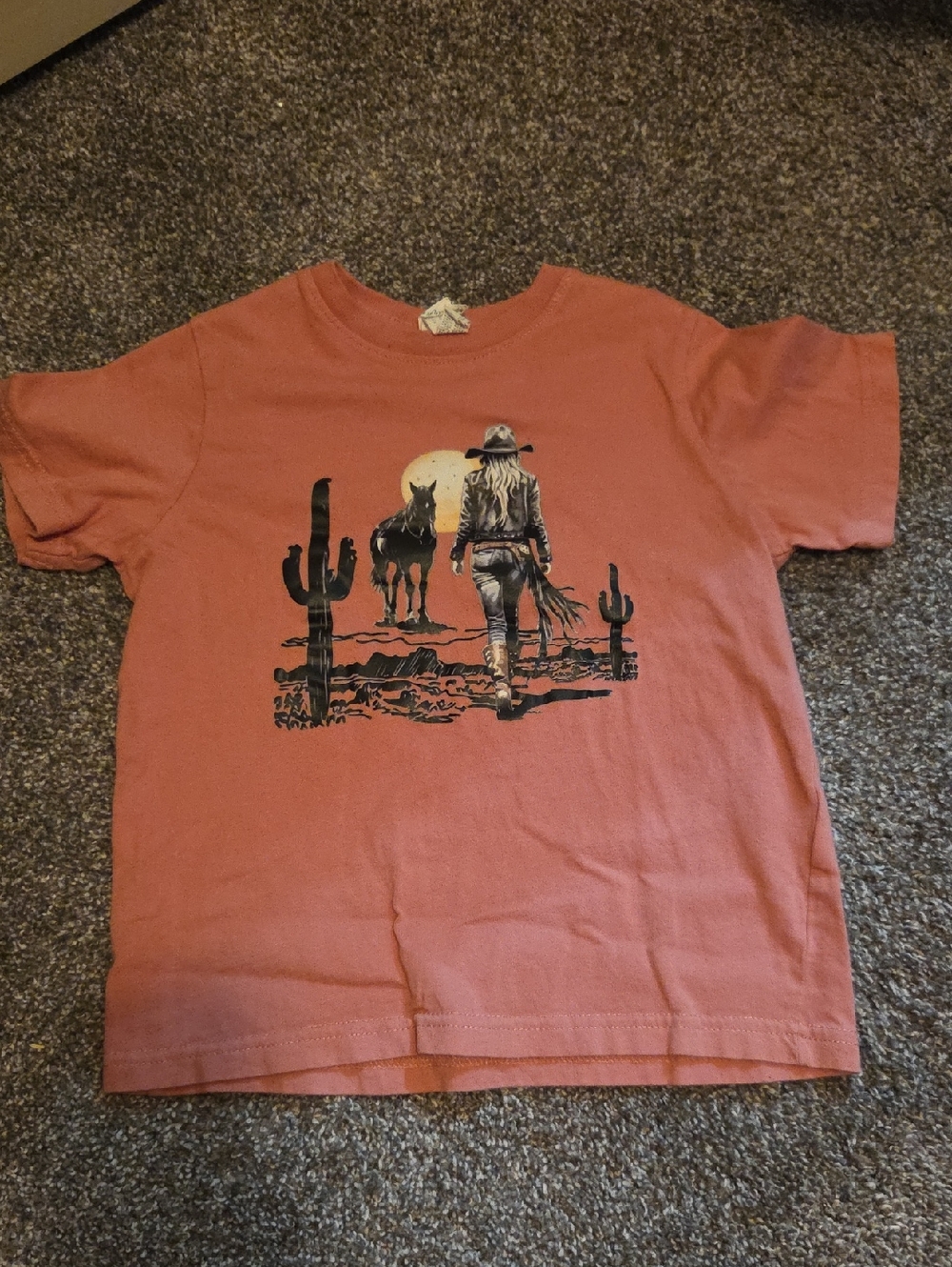 Kids Western Graphic Tee - Rust Cowgirl Scene